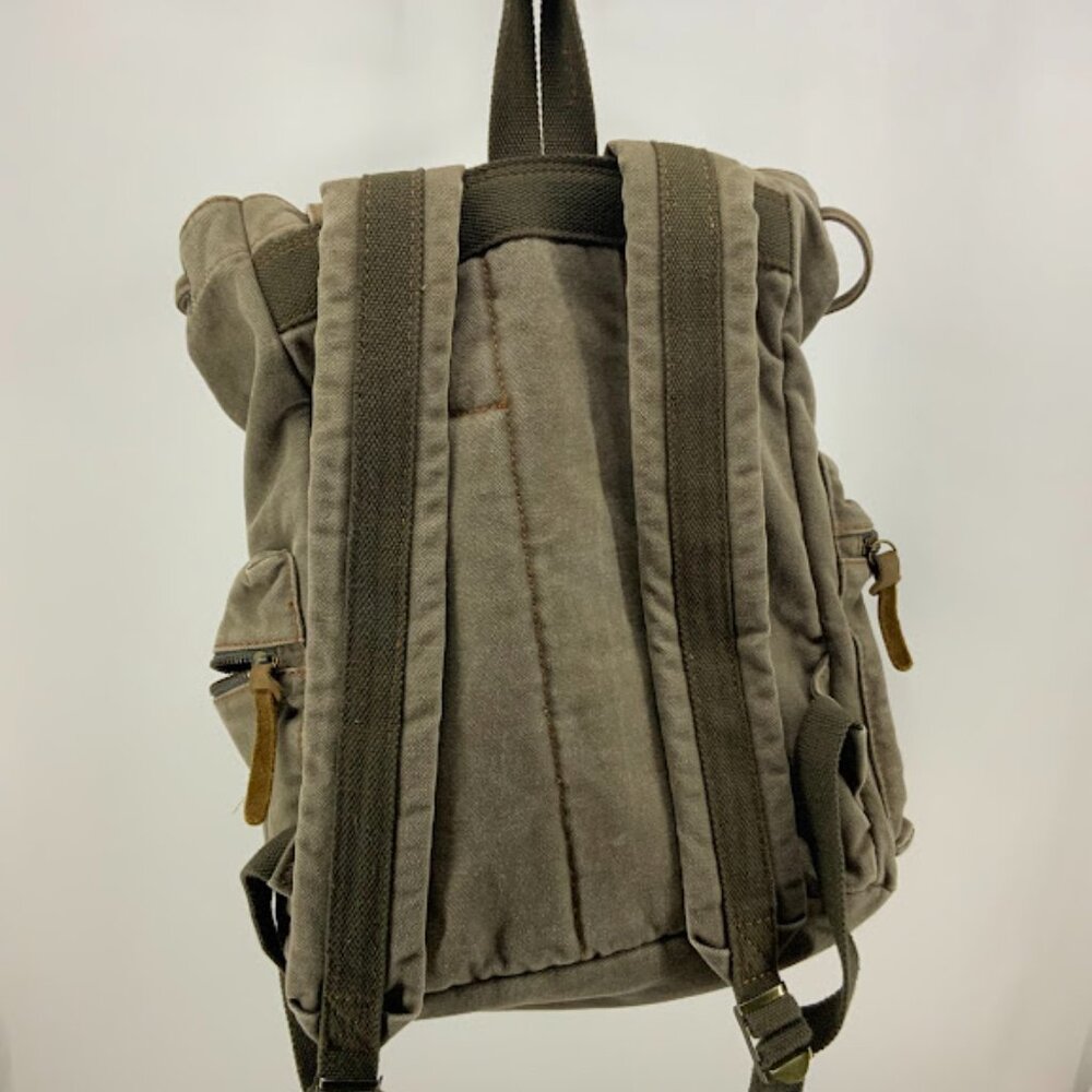 Augur Strauss & Co. JANS Backpack, Canvas, Taupe with Leather Straps - Picture 4 of 5